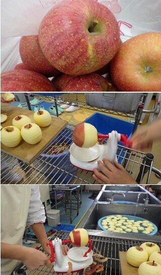 りんごの加工の様子