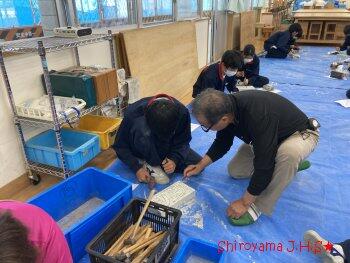 大谷石加工体験の様子