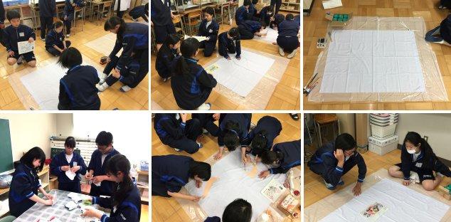学級旗製作の様子