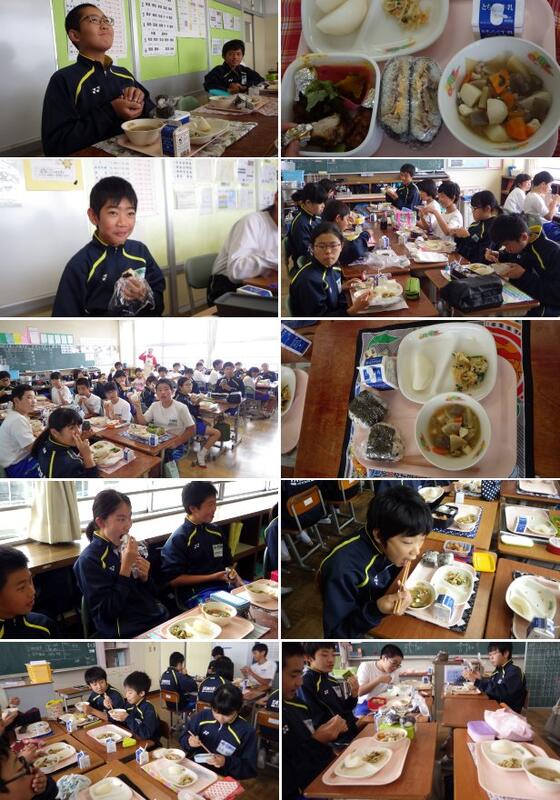 おにぎりお弁当の日の給食の様子