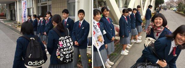 朝のあいさつ運動の様子