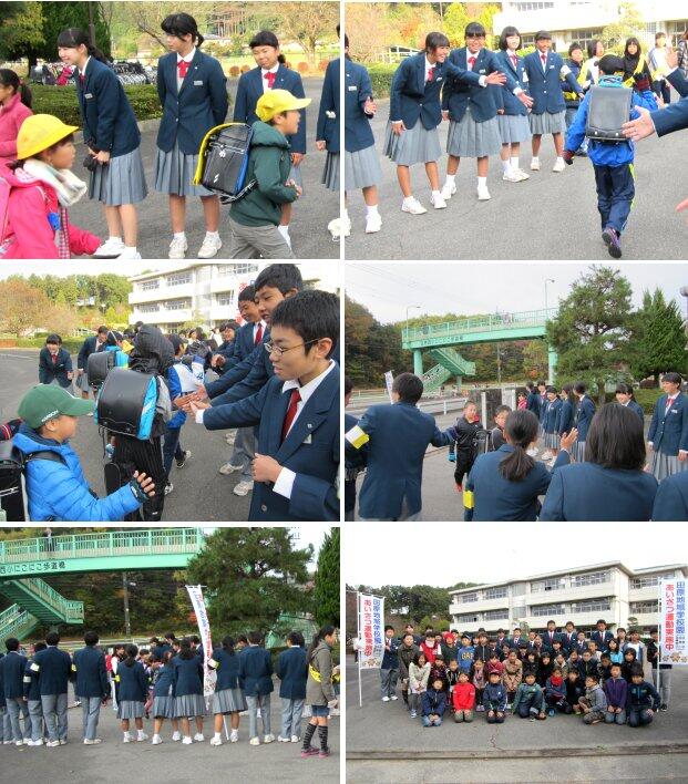田原西小学校でのあいさつ運動の様子